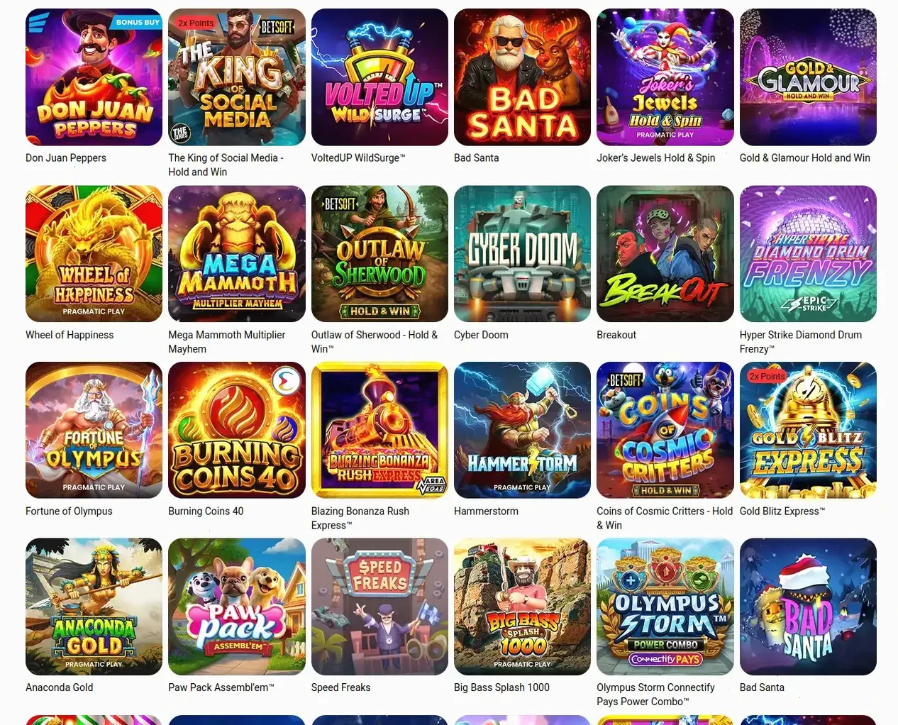 Snatch Casino Spielauswahl